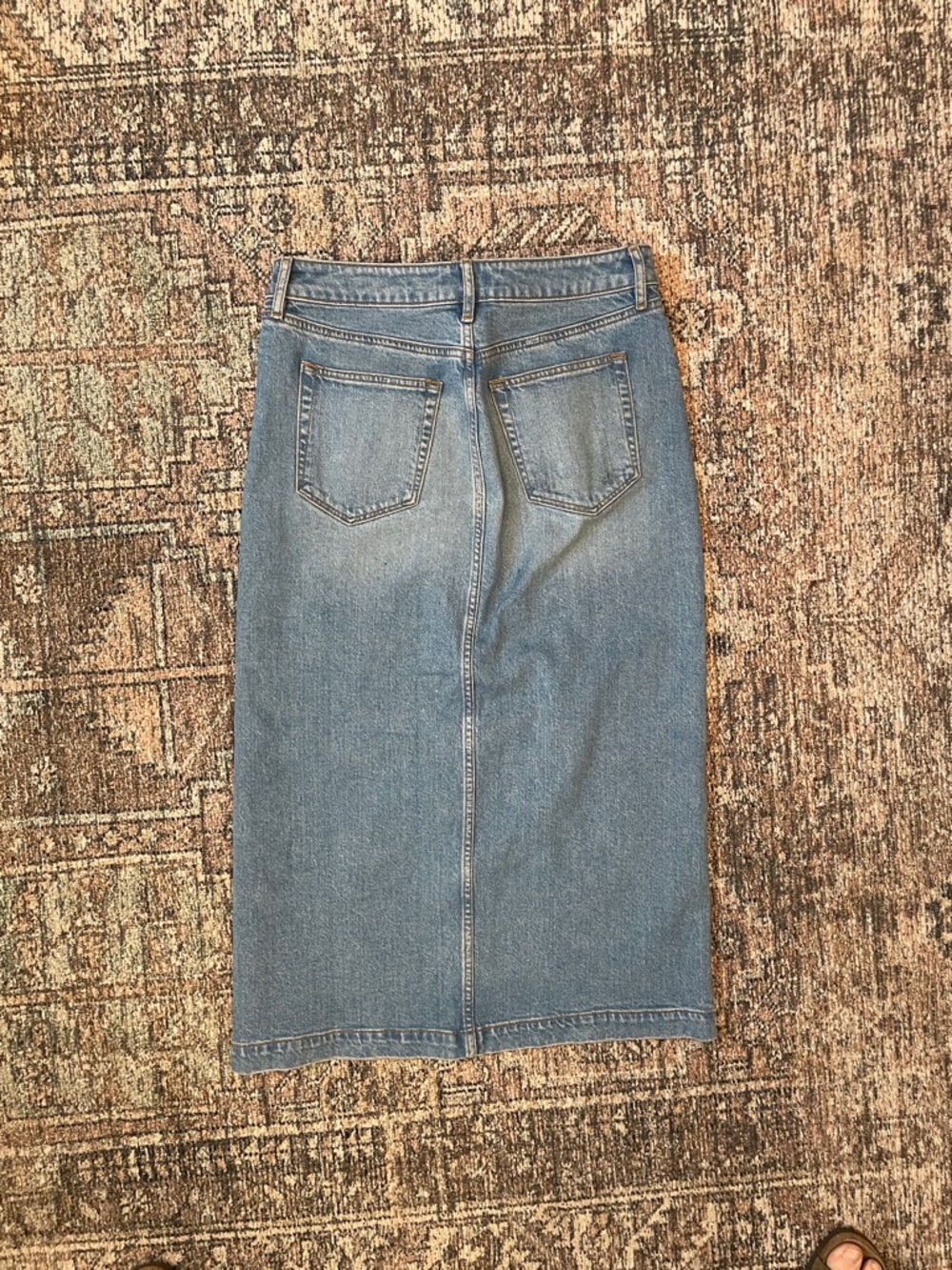 LOFT Denim Midi Skirt Size 2 Blue High Rise Straight Jean Skirt Classic Mini - Picture 4 of 4